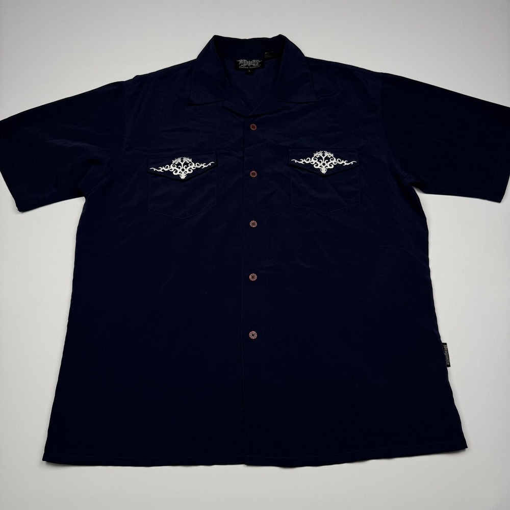 Dragonfly Clothing Company Shirt Mens Large Blue Embroidered Western Button Up